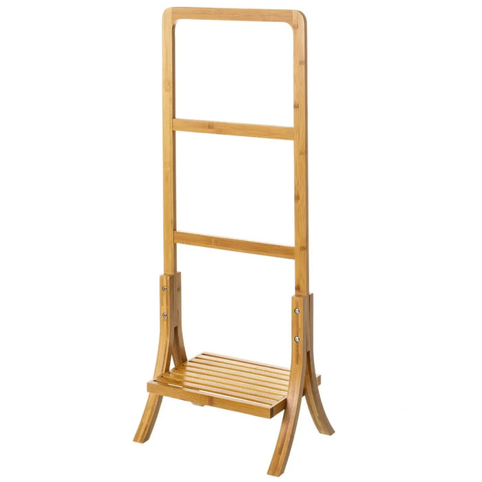 Portasciugamani da Bagno in Bambù Naturale Nordico 3 Barre 1 Ripiano 104x29x40cm