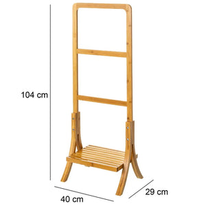 Portasciugamani da Bagno in Bambù Naturale Nordico 3 Barre 1 Ripiano 104x29x40cm