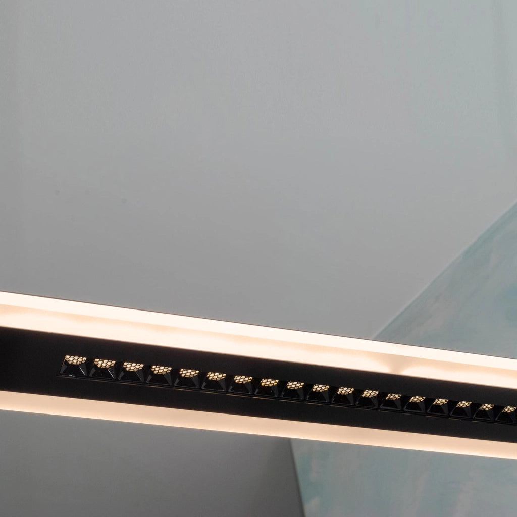 Lampadario moderno ufficio lampada pendente LED 70W CCT doppio LED con telecomando luce dimmerabile sospensione studio 230V NERO