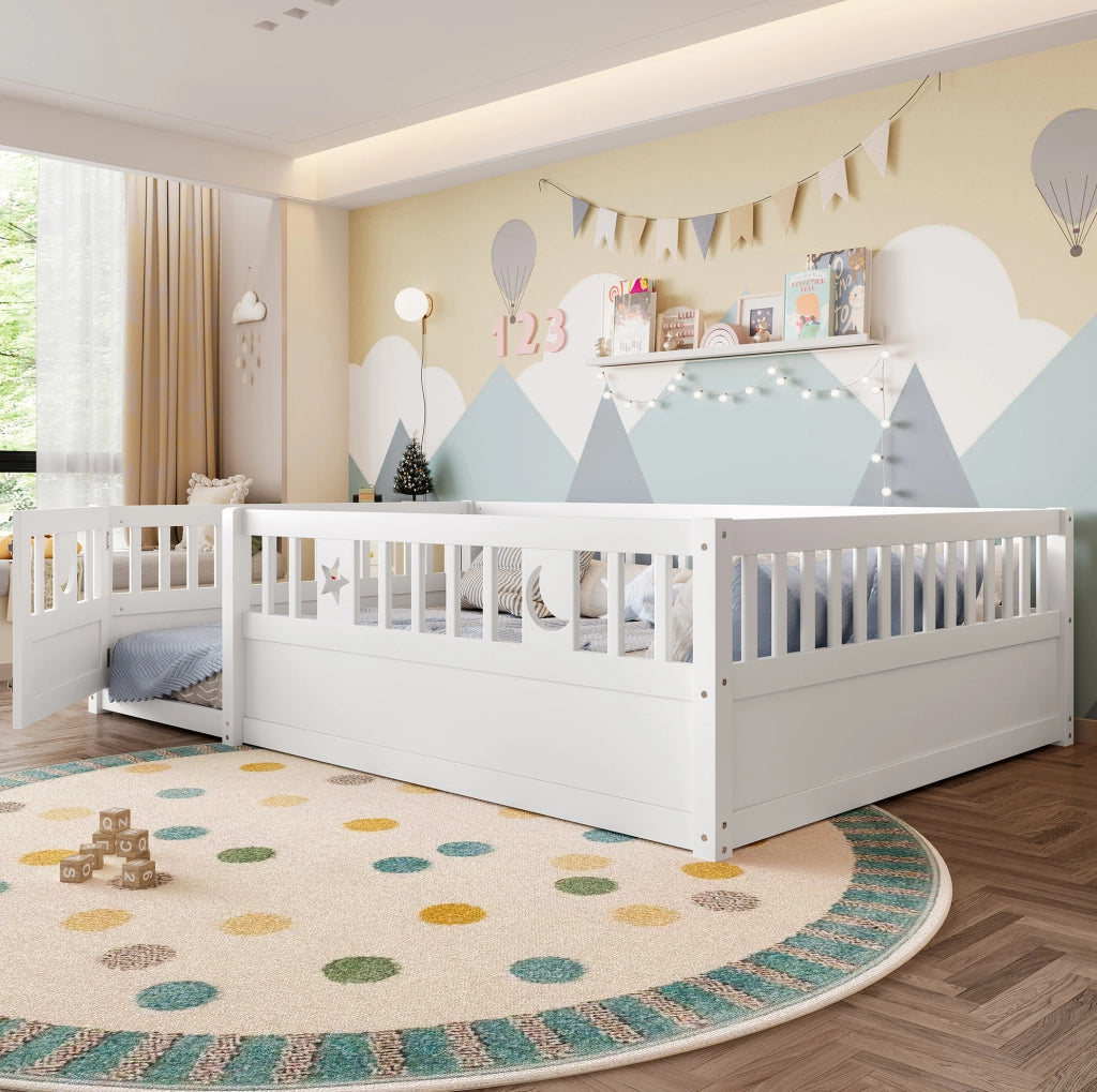 Letto per bambini con sponde, 140 x 190 cm, bianco