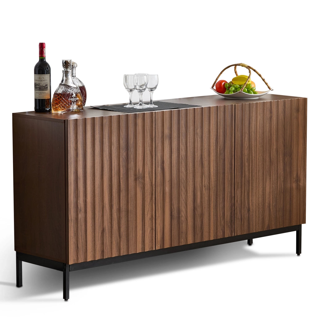 Credenza Mid-Century 3 Ante con Ripiani ¨C MINIMAL ¨C Rovere Scuro 150x40x80