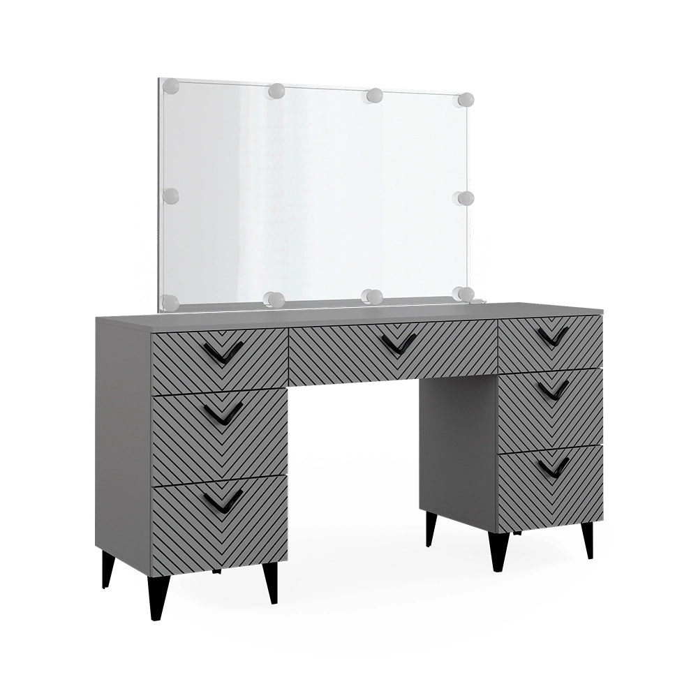 Vicco Tavolo da toeletta Grigio 150 cm con illuminazione a LED