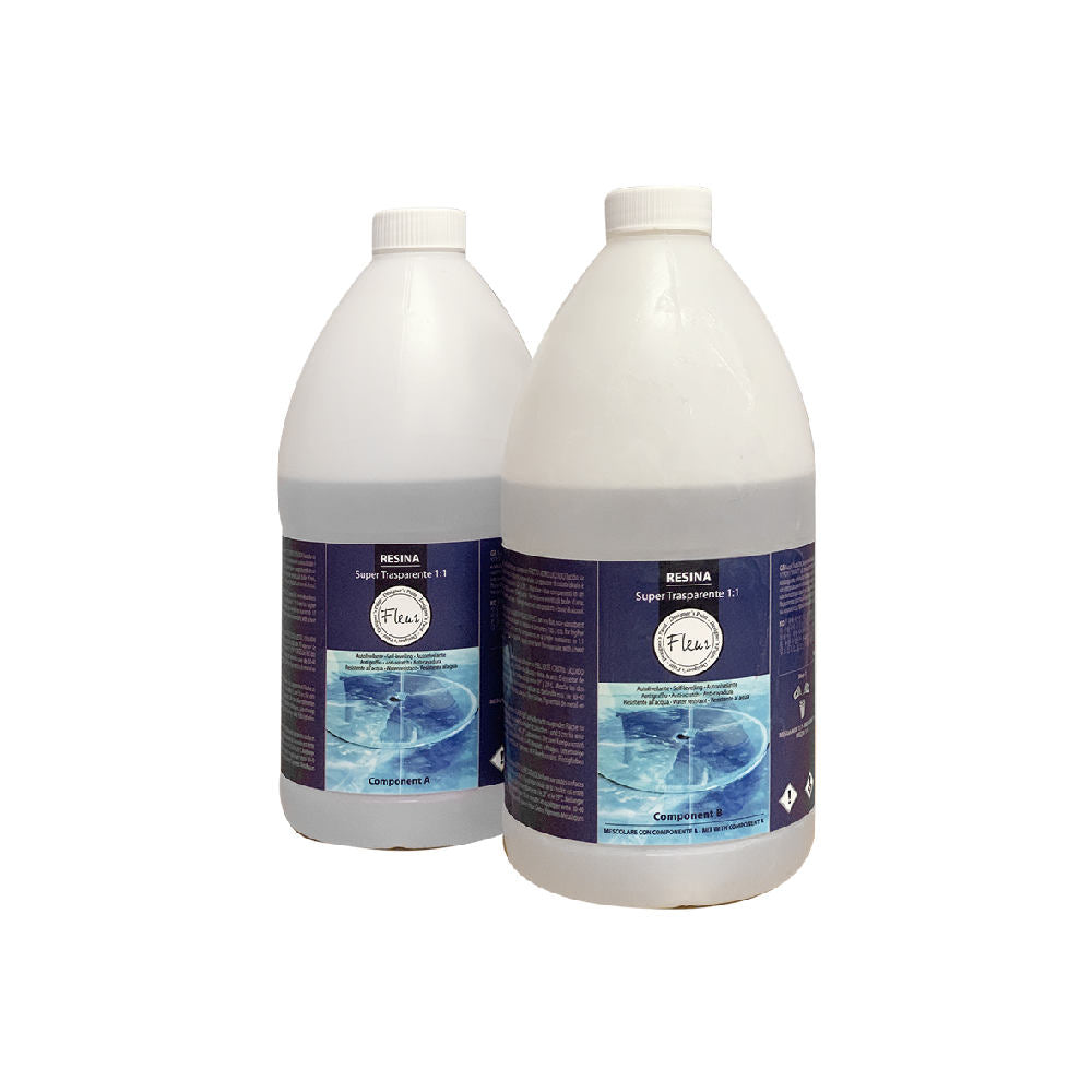 Resina effetto Vetro Liquido Lucido Super Trasparente Fleur Formato: 1,9 Lt
