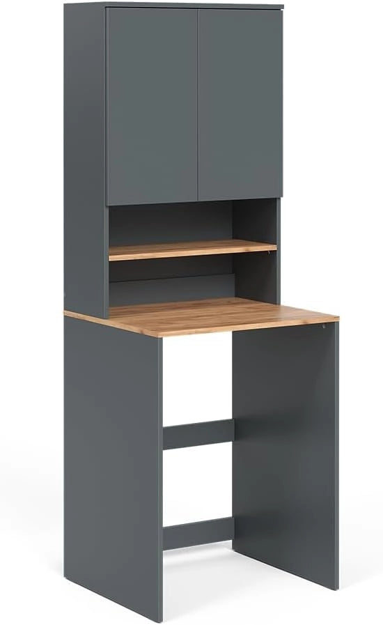 Mobile lavatrice Viktor, Antracite/quercia dorata, 68 x 88.2 cm 2 parti con ripiano, adatto per riporre detersivo e asciugamani