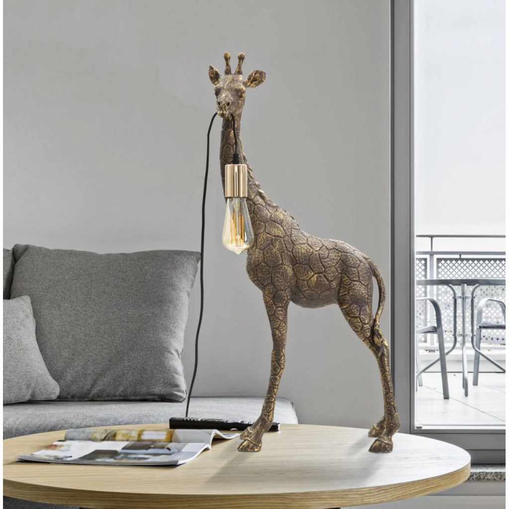 Lampada da Tavolo Giraffa, Oro, Poliresina, 40x22x80 cm
