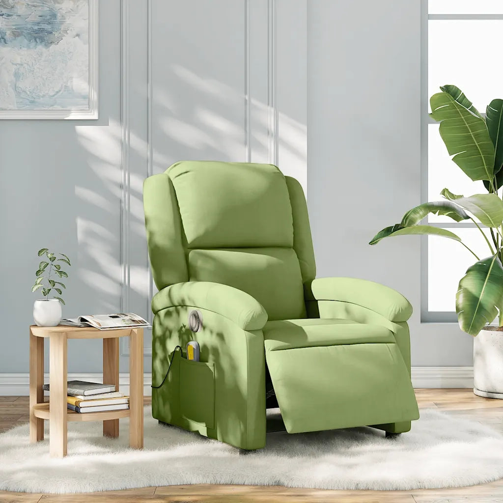 Poltrona Massaggiante Reclinante Elettrica Verde Chiaro Velluto 3204292