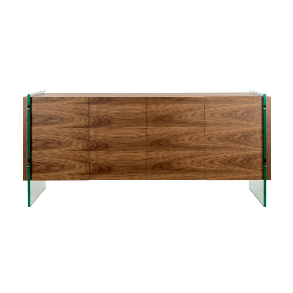 Credenza in noce e vetro temperato