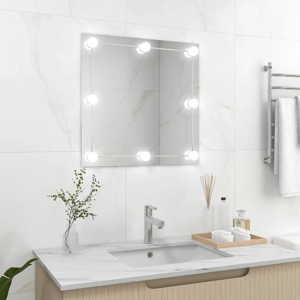 Specchio da Parete Quadrato con Luci LED-Specchio a Muro-Specchio Decorativo in Vetro 640786