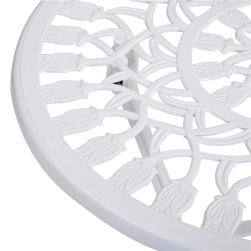 SET DA GIARDINO 3 PEZZI IN ALLUMINIO CON 2 SEDIE 42.5X47.5X89 CM E TAVOLINO ROTONDO Ø60X67 CM, BIANCO