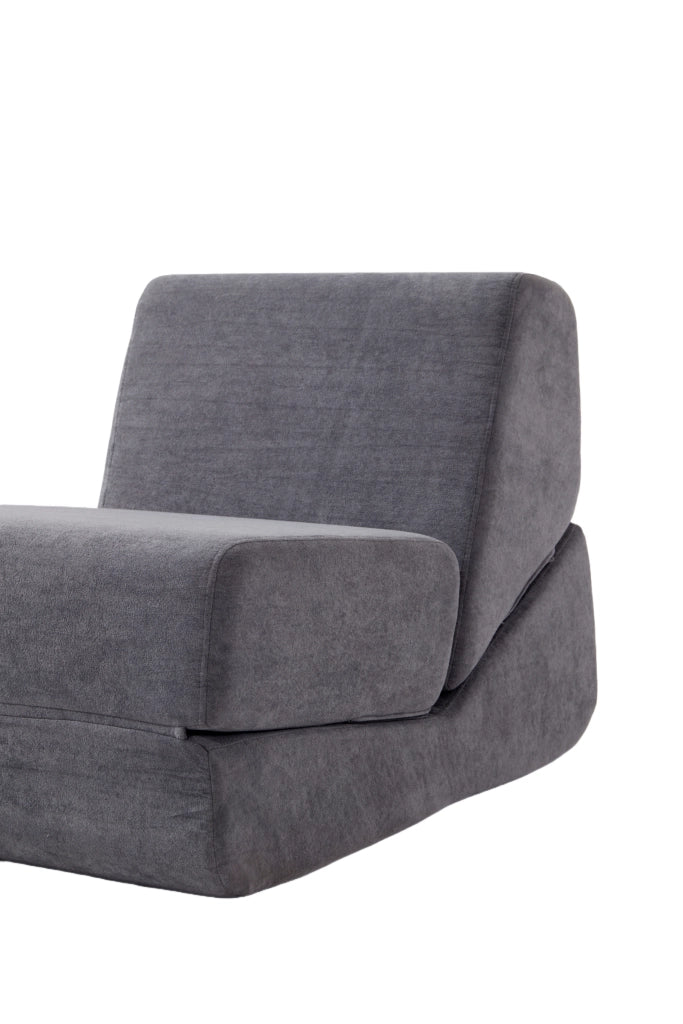 Divano Letto Chaise Longue Pieghevole ¨C MINIMAL ¨C Grigio, Materasso in Schiuma, Multistrato