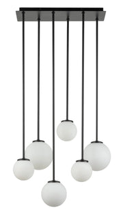 Lampadario moderno Tulia 6 luci sfere bianche G9 nero