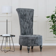 Sedia Schienale Alto Design con Bottoni in Velluto Grigio Scurocod mxl 103619
