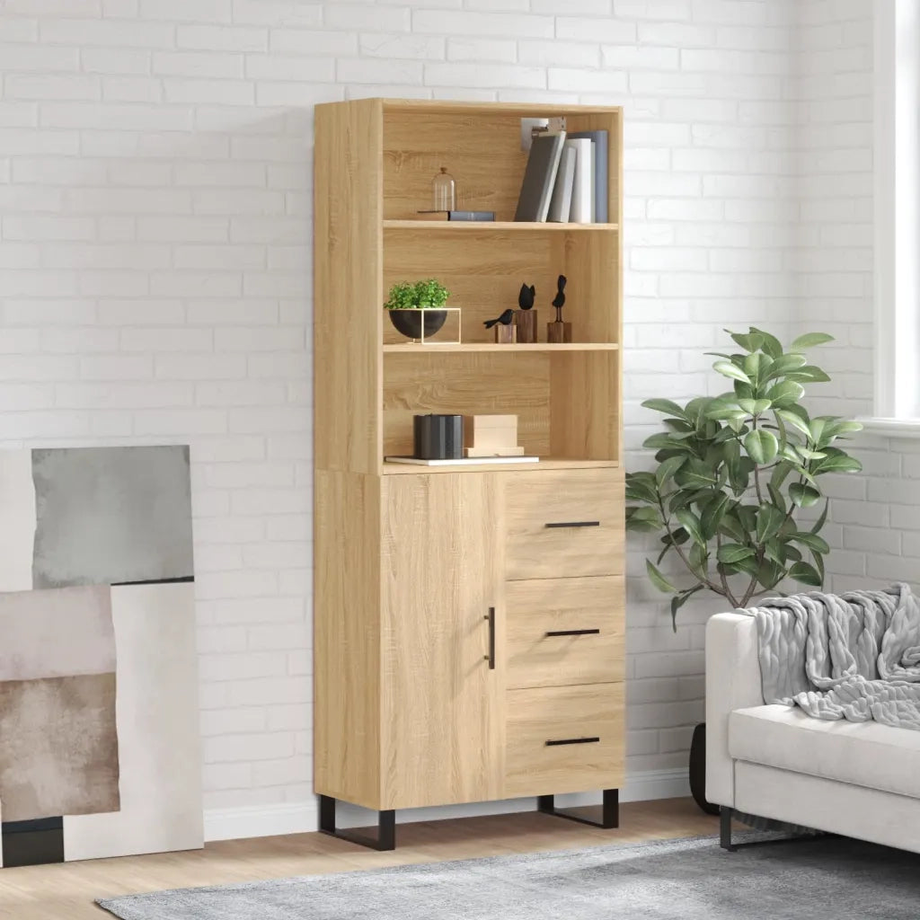 Credenza-Buffet-Armadio da cucina Rovere Sonoma 69,5x34x180 cm in Legno Multistrato 610004