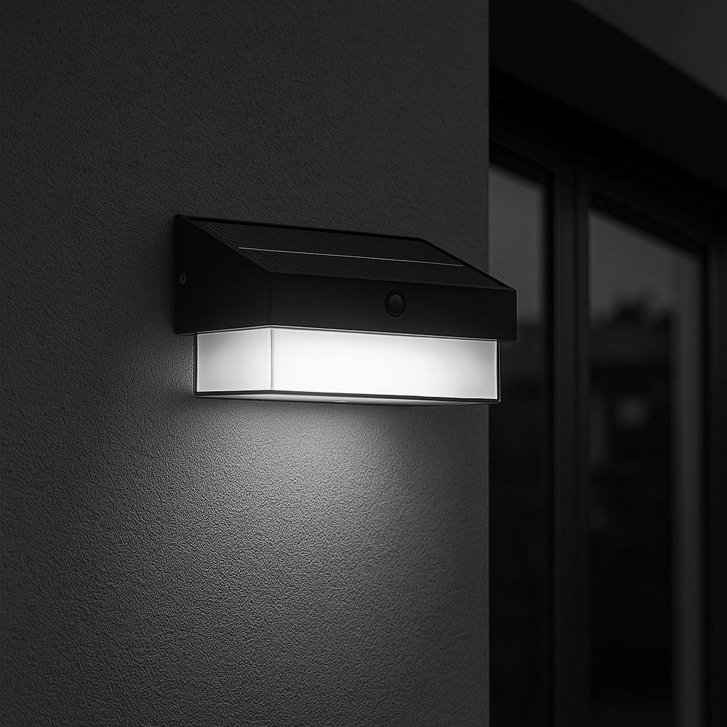 Applique solare LED Lampada da esterno con sensore di movimento IP54 1000lm luce fredda 6000K 3 modalità crepuscolare ricarica solare
