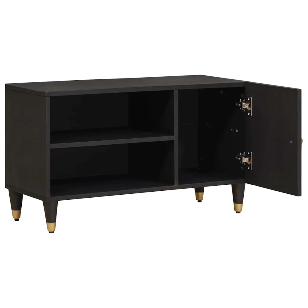 Mobile TV Nero 80 x 33 x 46 cm Legno di mango massello 4018823