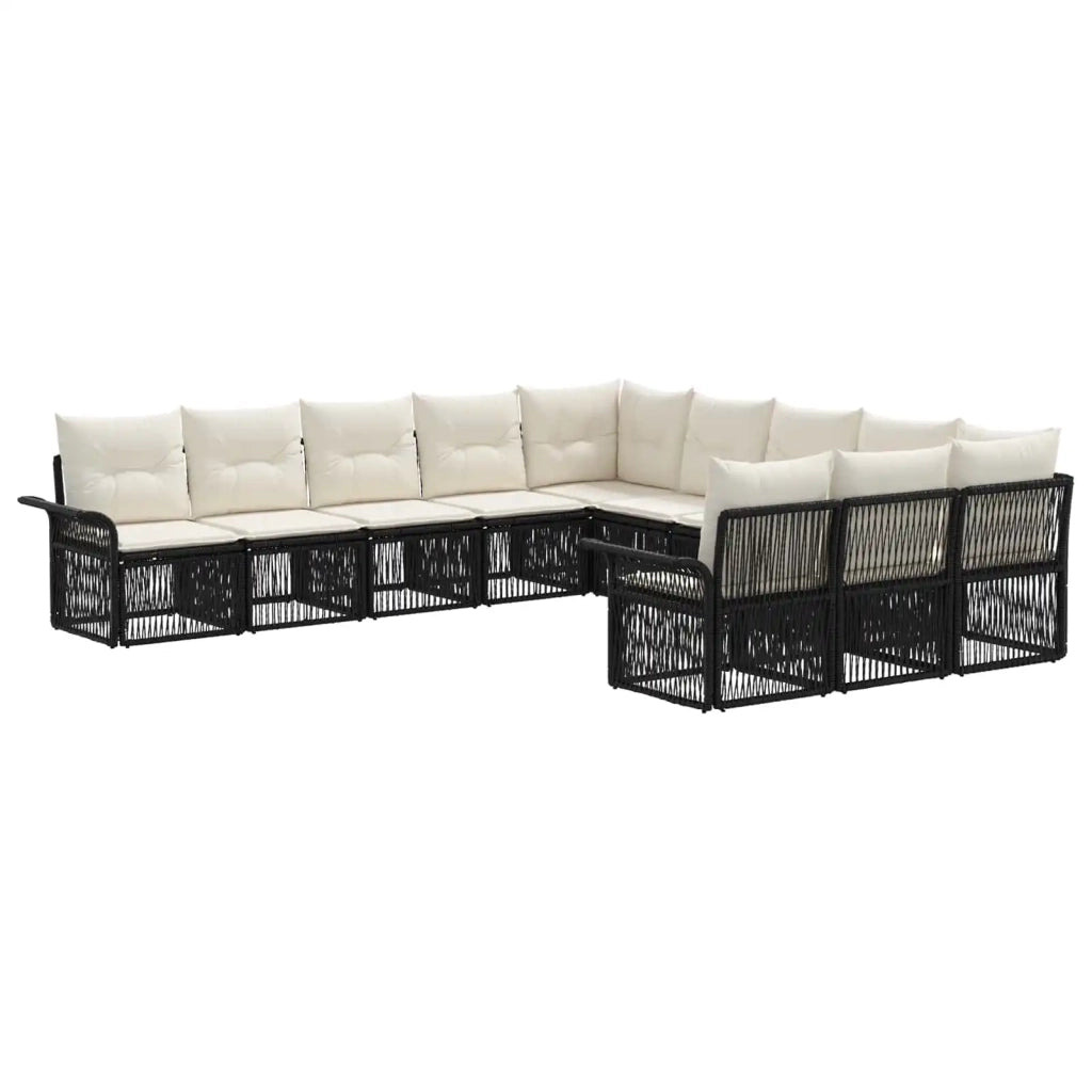 Set Divano da Giardino 11 pcs Nero polyrattan 3434968