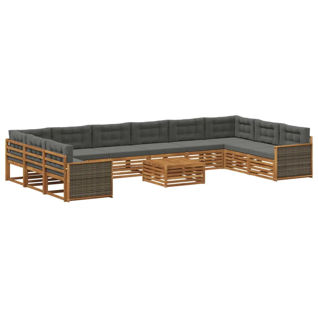 Set divani con cuscino 11 pcs Legno di Acacia Massello