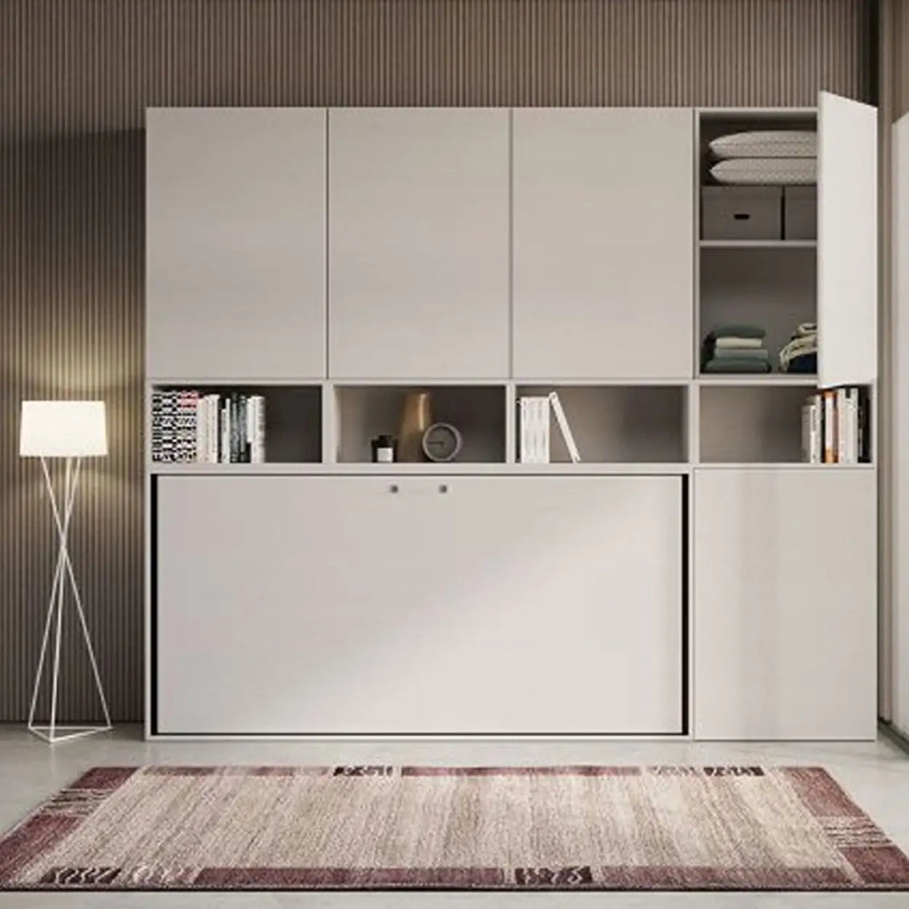 Letto singolo a scomparsa Kando comp.B con materasso bianco frassino