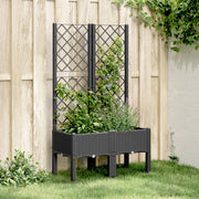 Fioriera da giardino con traliccio-Vaso da Esterno-Vaso con Griglia Nera 80x40x142 cm in PP