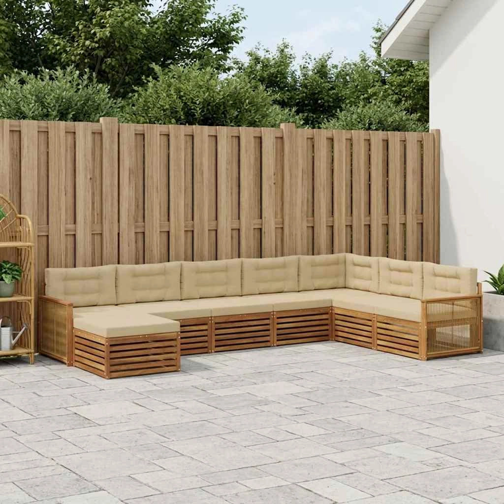 Set di divani da esterno 8 pz Naturale e Beige 3383721