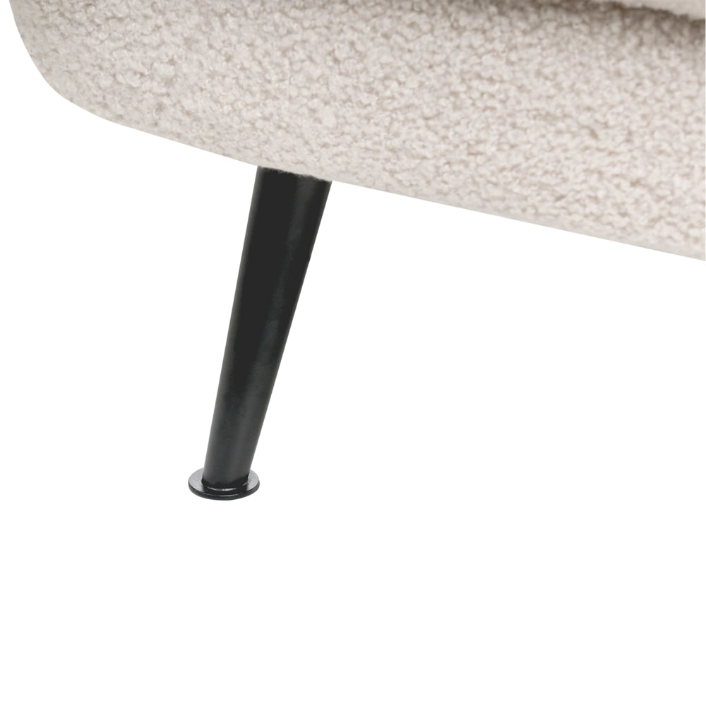 Divano 2 posti Boucle beige Gambe nere in ferro con braccioli Seduta spessa Stile moderno Soggiorno