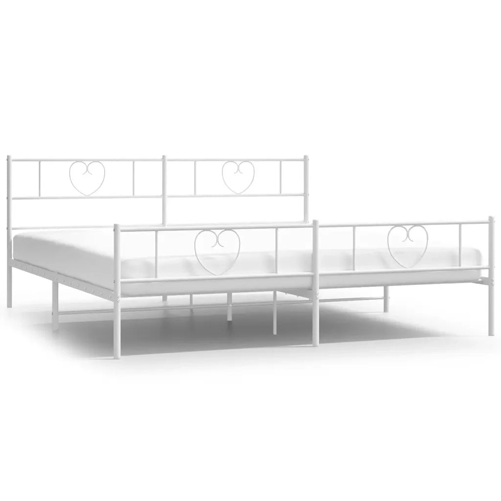 Giroletto con Testiera e Pediera Metallo Bianco 193x203 cm 355536