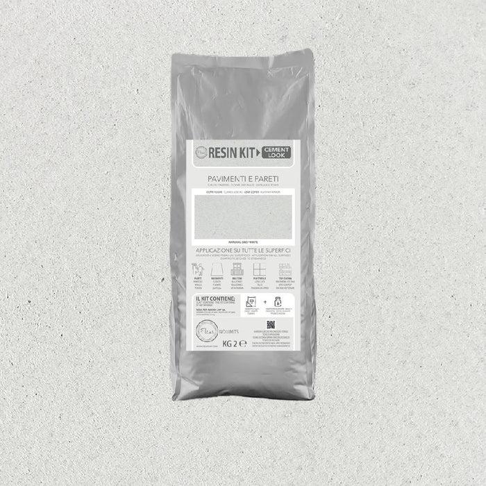 Kit Resina Cemento Fleur in Polvere per Pavimenti Pareti Piastrelle Colore: Grey White, Formato: 2 Kg