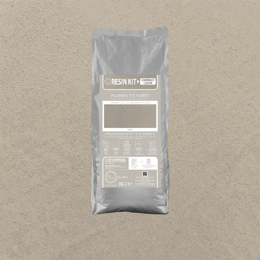 Kit Resina Cemento Fleur in Polvere per Pavimenti Pareti Piastrelle Formato: 2 Kg, Colore: Greige
