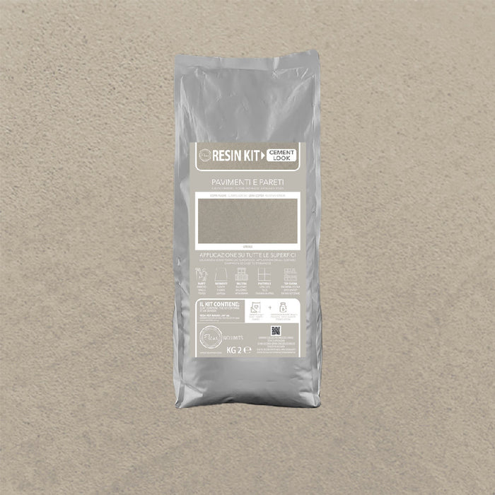 Kit Resina Cemento Fleur in Polvere per Pavimenti Pareti Piastrelle Formato: 2 Kg, Colore: Greige