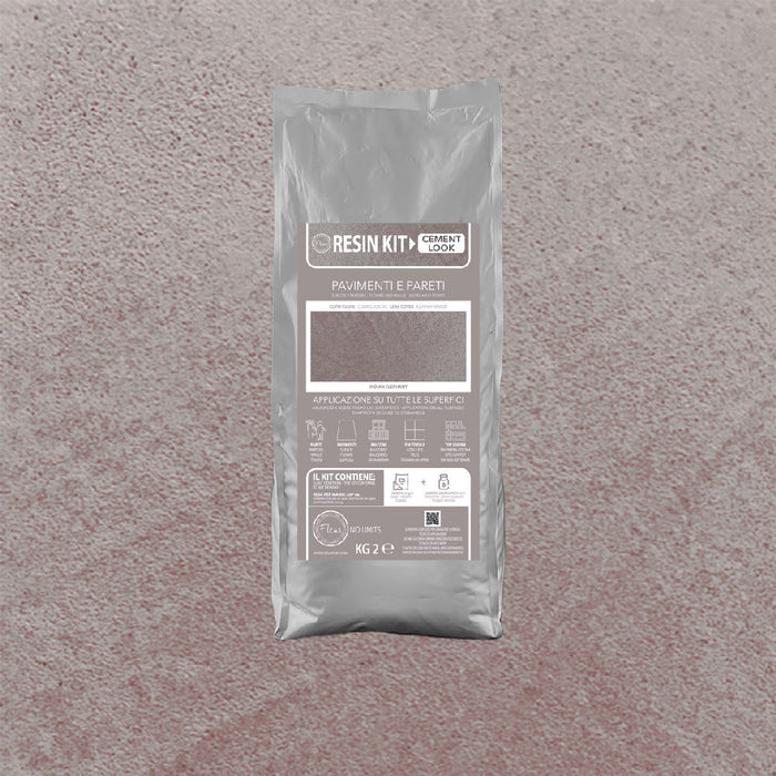 Kit Resina Cemento Fleur in Polvere per Pavimenti Pareti Piastrelle Formato: 2 Kg, Colore: Indian Elephant