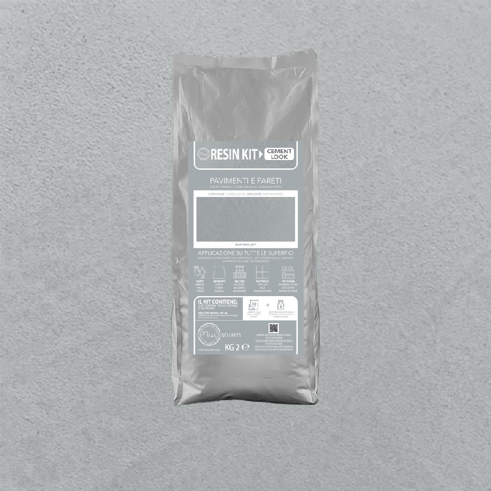 Kit Resina Cemento Fleur in Polvere per Pavimenti Pareti Piastrelle Formato: 2 Kg, Colore: New York Loft