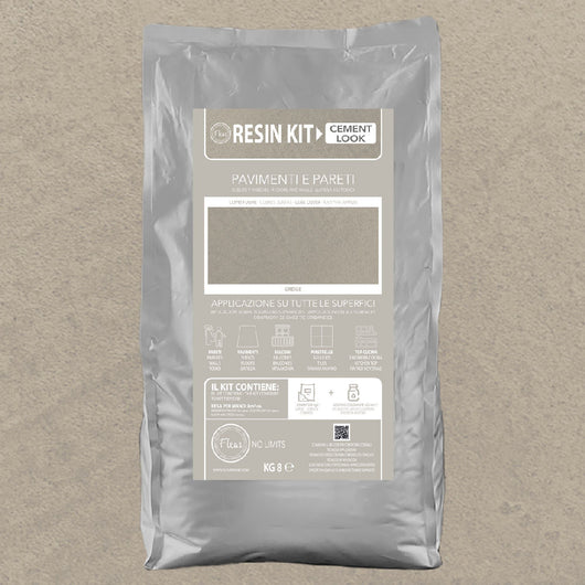 Kit Resina Cemento Fleur in Polvere per Pavimenti Pareti Piastrelle Formato: 8 Kg, Colore: Greige