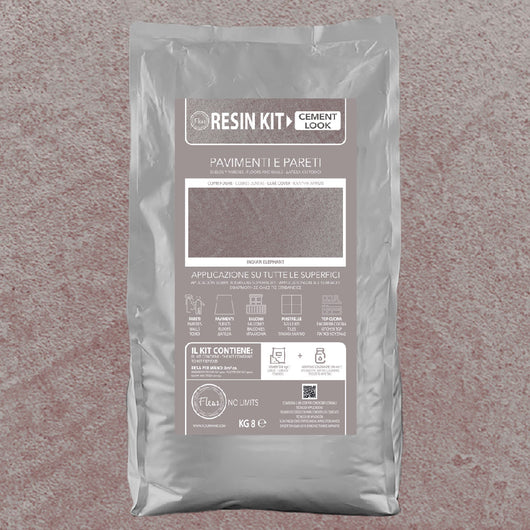 Kit Resina Cemento Fleur in Polvere per Pavimenti Pareti Piastrelle Formato: 8 Kg, Colore: Indian Elephant
