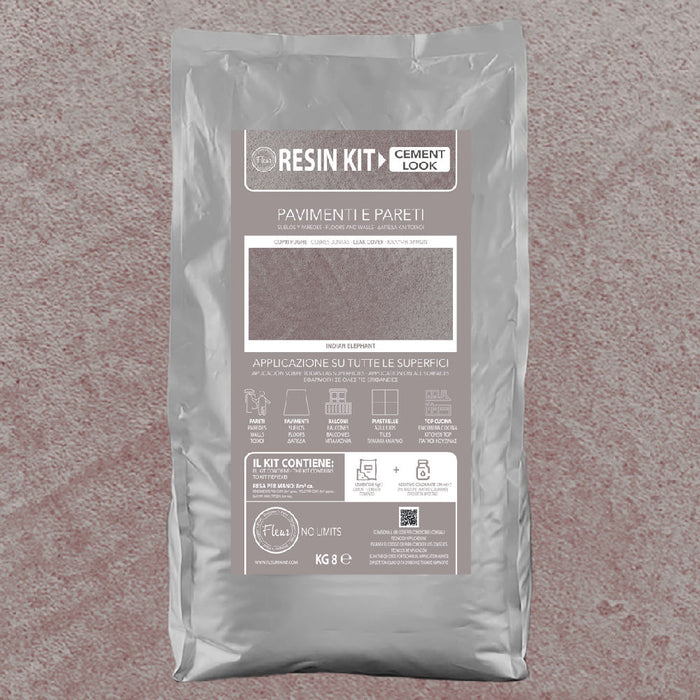 Kit Resina Cemento Fleur in Polvere per Pavimenti Pareti Piastrelle Formato: 8 Kg, Colore: Indian Elephant