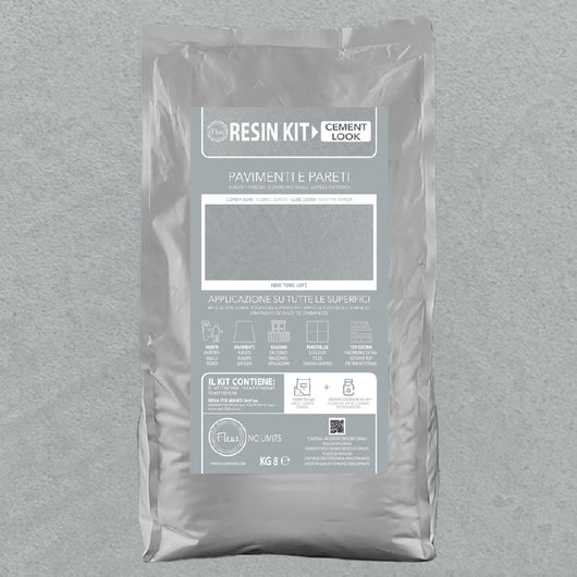 Kit Resina Cemento Fleur in Polvere per Pavimenti Pareti Piastrelle Formato: 8 Kg, Colore: New York Loft