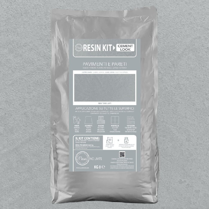 Kit Resina Cemento Fleur in Polvere per Pavimenti Pareti Piastrelle Formato: 8 Kg, Colore: New York Loft