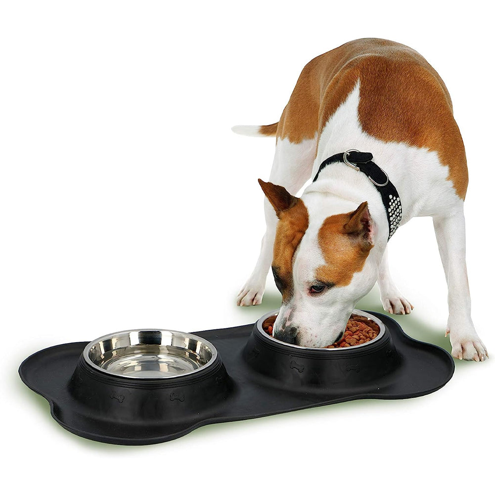 Ciotole per Animali Domestici con Tappetino Antisporco Antirovescio in Plastica