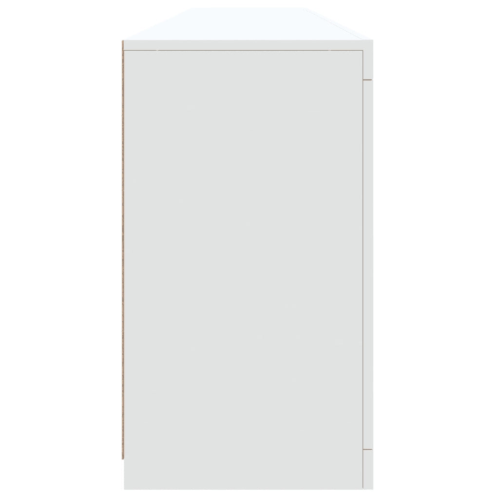 Credenza con Luci LED-Buffet-Armadio da cucina Bianca 202x37x67 cm