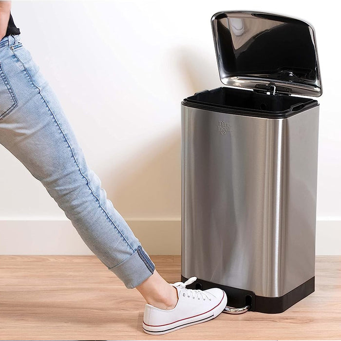 Pattumiera a Pedale Acciaio Inox 20 L Cesto Rimovibile e Chiusura Ammortizzata