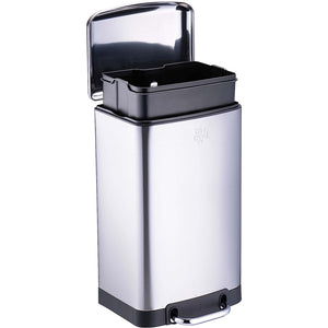 Pattumiera a Pedale Acciaio Inox 20 L Cesto Rimovibile e Chiusura Ammortizzata