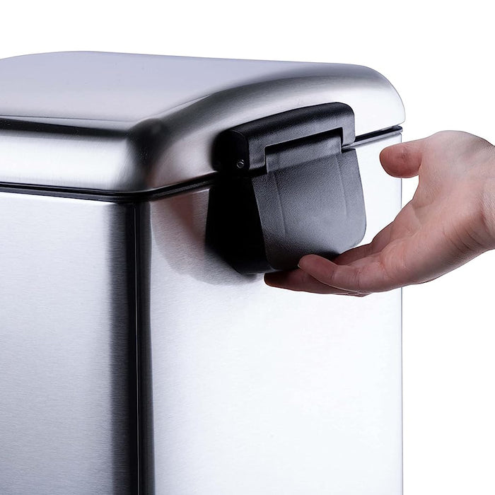 Pattumiera a Pedale Acciaio Inox 20 L Cesto Rimovibile e Chiusura Ammortizzata