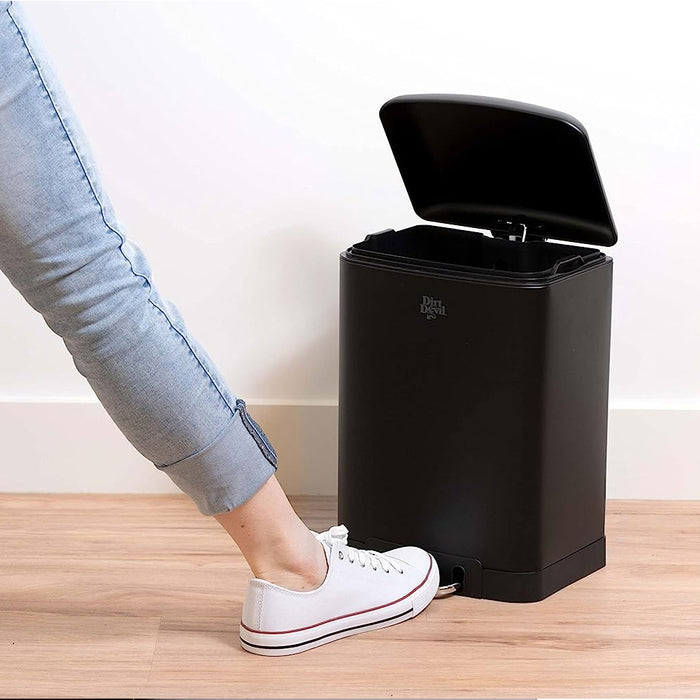 Pattumiera a Pedale Nero Acciaio Inox 12L Cesto Rimovibile Chiusura Ammortizzata