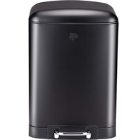 Pattumiera a Pedale Nero Acciaio Inox 12L Cesto Rimovibile Chiusura Ammortizzata