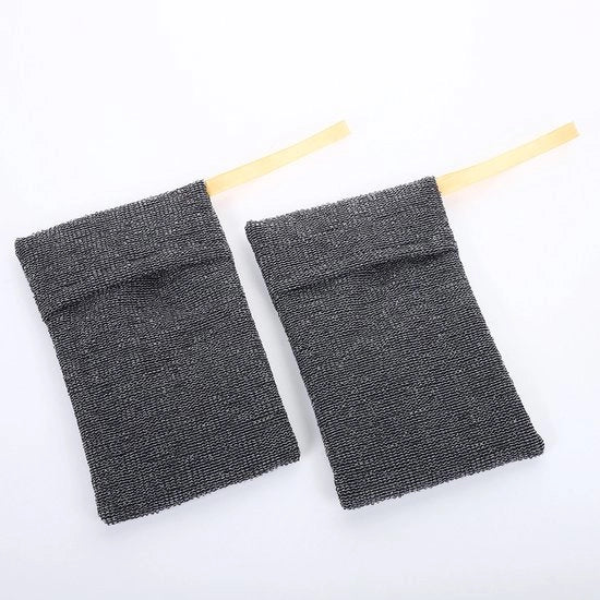 Set di 6 sacchetti di sapone esfoliante, sacchetti di sapone esfoliante per il corpo, spugna ruvida, exfoliante per il bagno o doccia, sapone a blocchi grigi, sacchetti di schiuma.