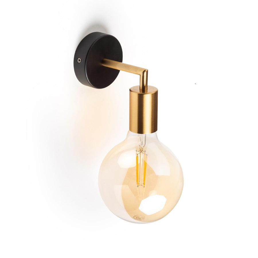 Lampada da parete VINTAGE in ottone spazzolato con lampadina globo Retrò inclusa