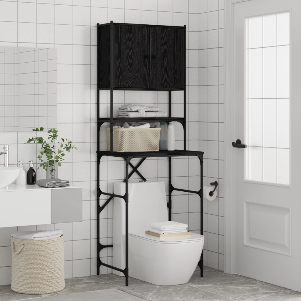 Mobile per Lavatrice Rovere Nero 68x48.5x194 cm