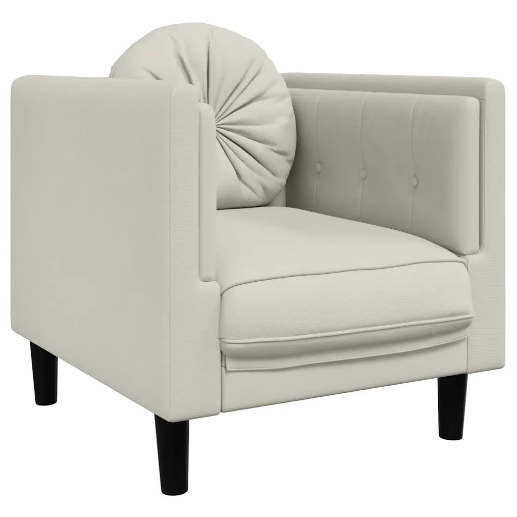Divano Sedia-Poltrona con Cuscino Crema in Velluto
