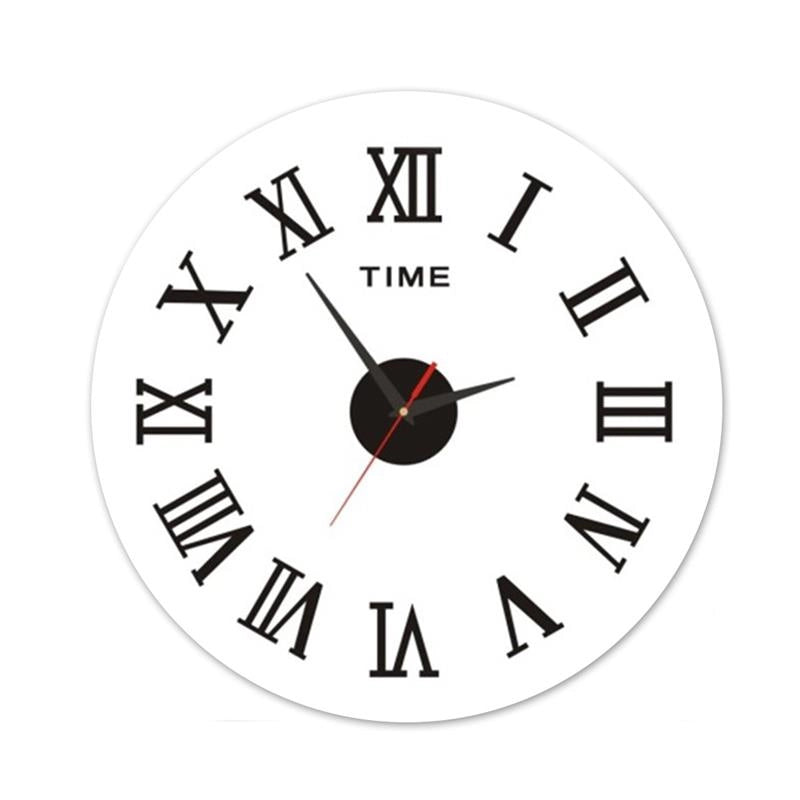 OROLOGIO ADESIVO DA PARETE TONDO DA 50 CM CON NUMERI ROMANI NERO