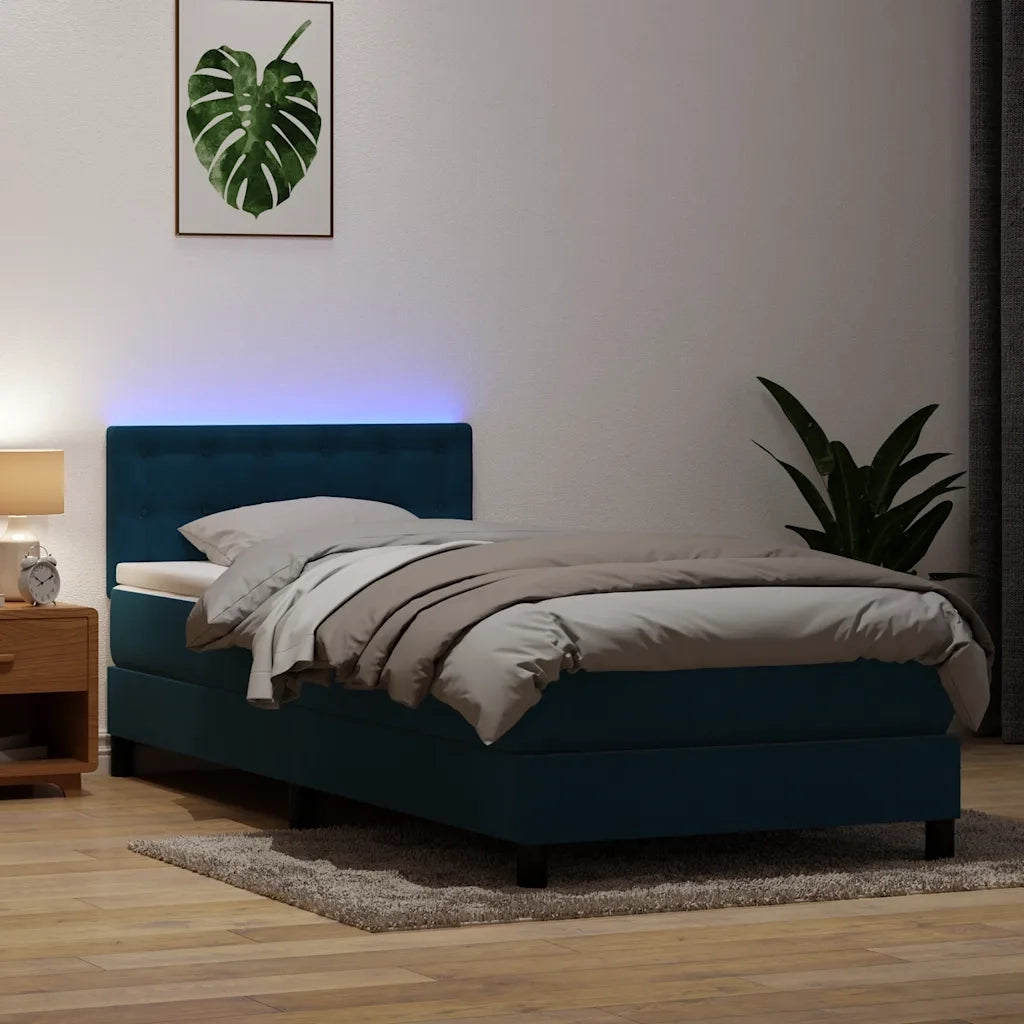 vidaXL Giroletto a Molle con Materasso Blu Scuro 80x210 cm Velluto