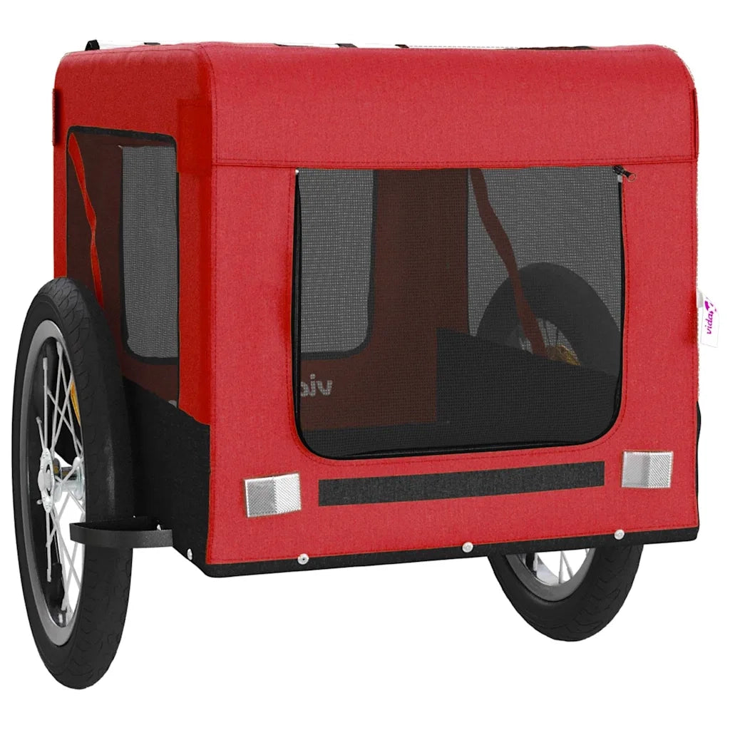 Rimorchio da Bici per Animali Rosso e Nero Oxford e Ferro CFW4542367